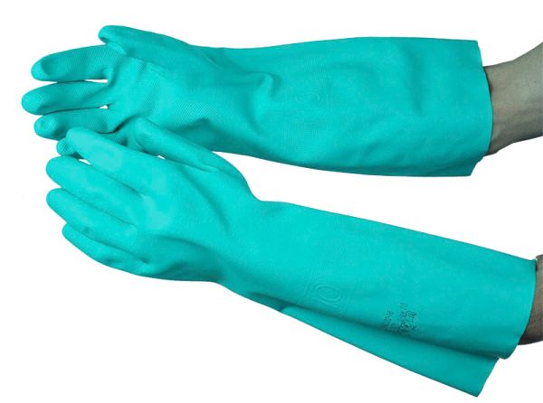 p-protect NITRIL GREEN 450 - Chemikalien-Schutzhandschuh extralang 450 mm